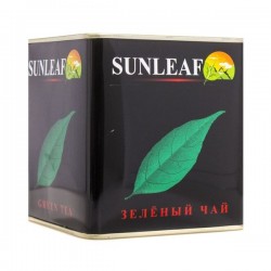 Чай зеленый, Sunleaf (Санлиф) 150 г 1 шт крупнолистовой жестяная банка квадратная