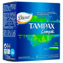 Тампоны, Tampax (Тампакс) 8 шт Дискрит компак супер с аппликатором