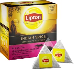 Чай черный, Lipton (Липтон) 1.8 г 20 шт Индиан Спайс индийские специи с корицей и имбирем пирамидки